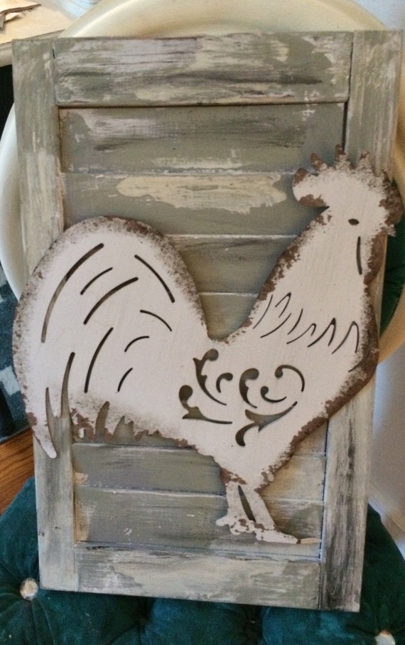 Farmhouse rooster wall decor shutter rooster Farmhouse rooster wall decor shutter rooster