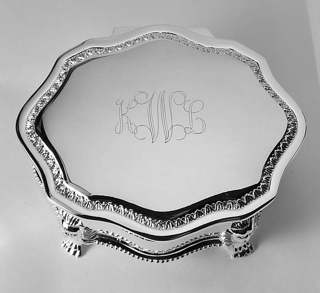 Custom Engraved Personalized Jewelry Box Silver Plated