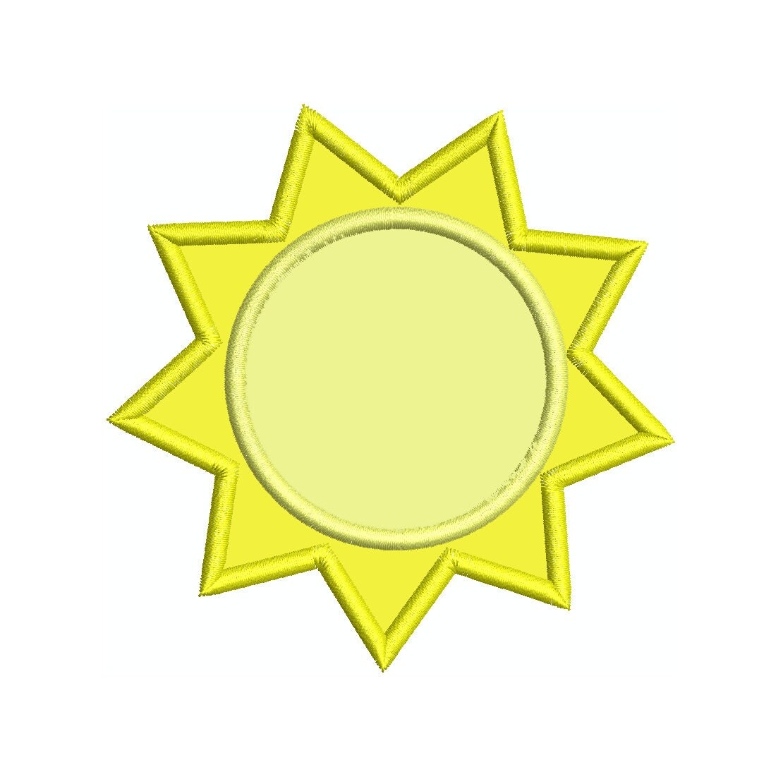 Sun applique machine embroidery design comes in multiple