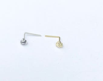 Boho Nose Stud - 3 Ball Decoration Nose Ring - Oxidized Sterling Silver Nose Stud - Gold Plated Nose Stud - Large Boho Nose Stud