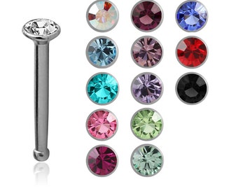 316L Surgical Steel Nose Bone Stud Ring Micro Small Tiny 1mm Stone Choose Your Color 20G. FREE Backing.