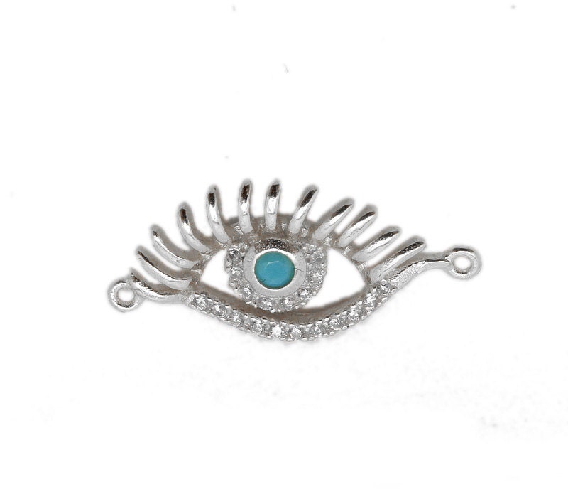 Greek Eye Charm Sterling Silver Greek Eye Double Bail