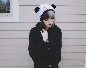 Artio - Handmade Crochet Panda Bear Ear Beanie
