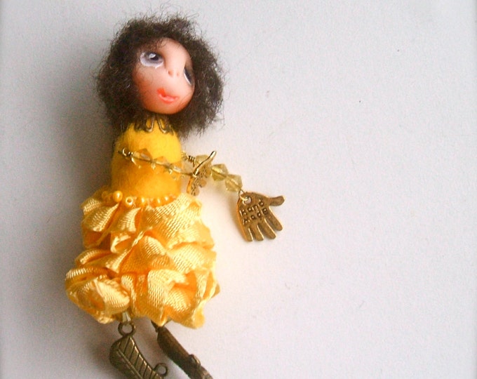 Brooch doll - Doll-brooch Dancing - Handmade - Brooch girl- funny doll brooch- OOAK - Brooch
