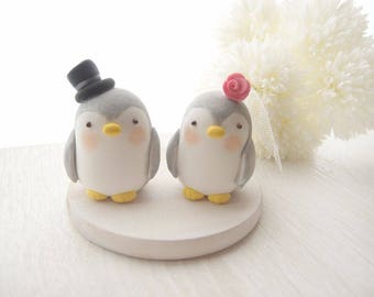 Custom Love Wedding Cake Toppers - Penguin with base