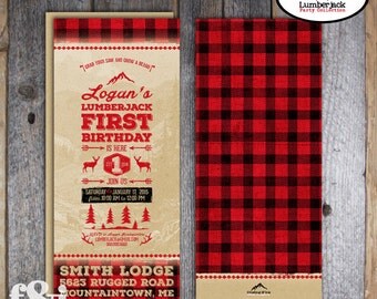 Lumberjack Invitation | Lumberjack Party Invitation | Lumberjack Invite | Lumberjack First Birthday Invitation | Buffalo Plaid | Printable