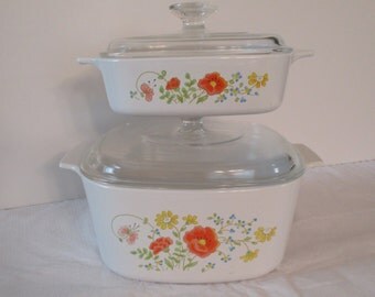 Corning Ware "Wildflower" Casserole Set (A-3-B & A-1-B)
