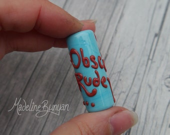 Obscenely rude word, Lampwork Focal Bead