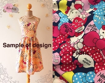 Hello Kitty Cute SunDress Navy Kawaii Halter Dress Sweetheart Bust Line Summer Dress Retro Vintage Bridesmaid Dress-xs-xl, custom
