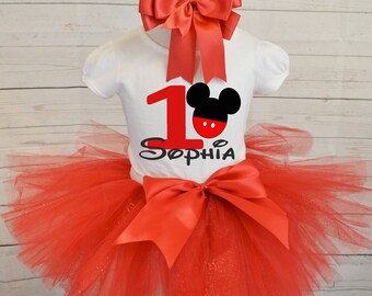 Red Mickey Mouse Birthday outfit,FREE SHIPPING,red outfit,birthday outfit,1st birthday,Mickey Mouse birthday set,red tutu set