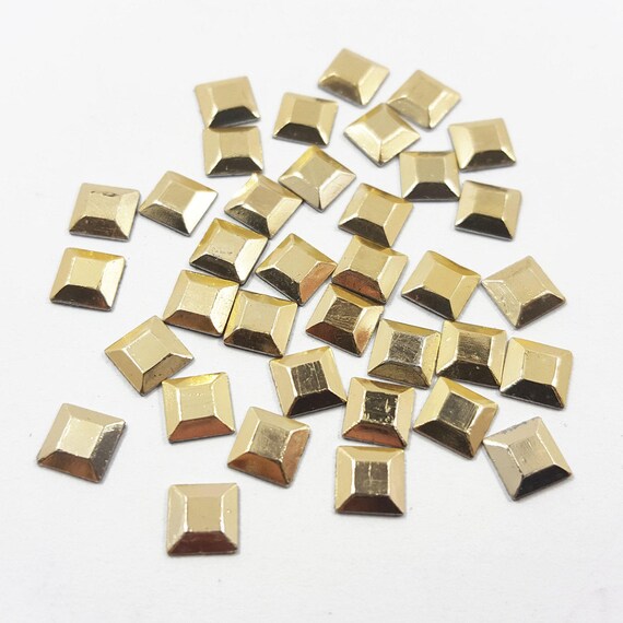 Iron On Gold Pyramids Studs Nailheads Hot Fix Gold Square