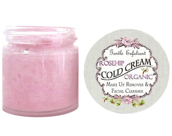 Best Seller Organic ROSEHIP COLD CREAM Makeup Remover and Facial Cleanser Gentle Exfoliant 100% Chemical Free