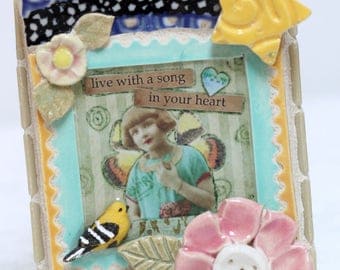 Live with a Song in Your Heart mosaic, mosaic art, bird, star