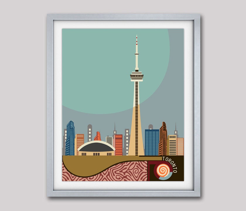  Toronto  Skyline CN Tower Toronto  Art  Print Canada Art  