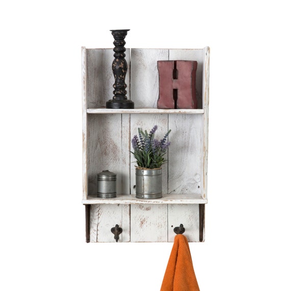 Reclaimed wood bathroom shelf