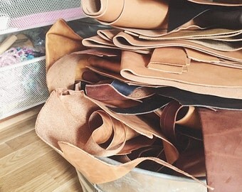 vegetable tanned leather scraps - high quality - american tannery - heritage