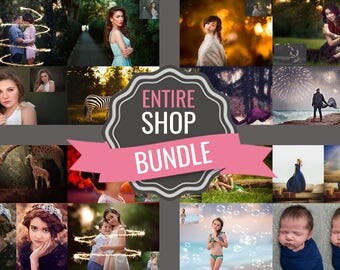 Entire Shop Photoshop Bundle - Photoshop Actions - Photoshop Overlays - Photoshop Template - Photography Logos - Photoshop Brushes