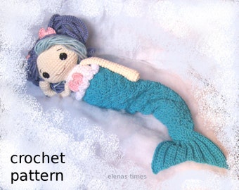Crochet Mermaid Pattern-Crochet Rag Doll Pattern-Amigurumi Doll-DIY Crochet Doll-Stuffed Toy Crochet Tutorial-Rag Doll Crochet Pattern