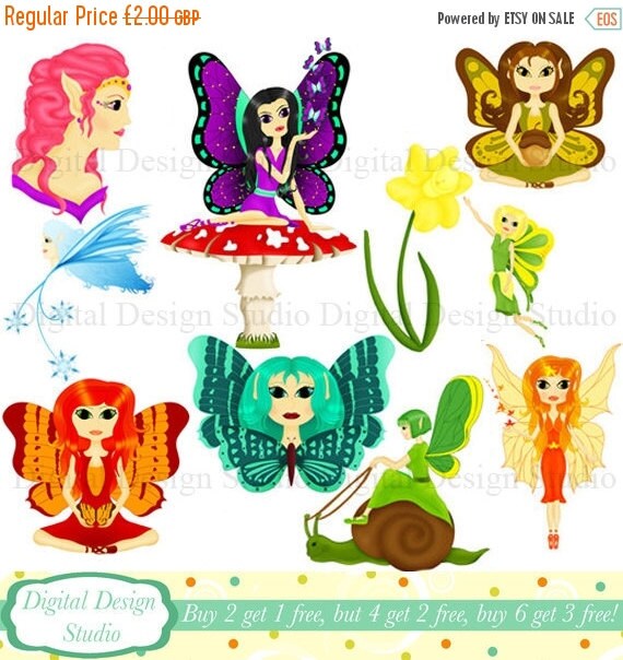 SALE 25% OFF. Beautiful fairies clip art by DigitalDesignStudio