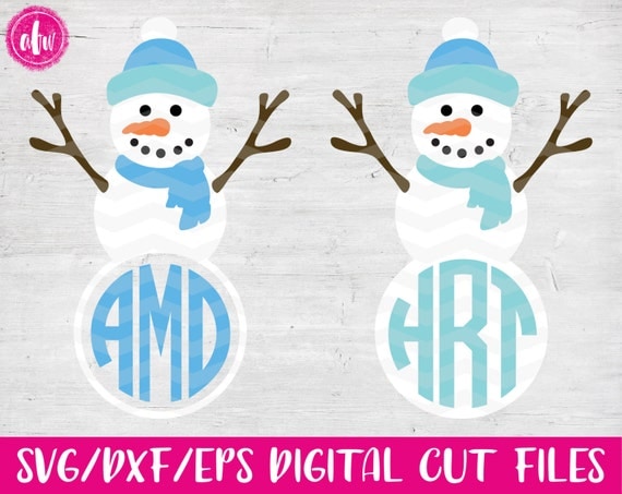 Download Monogram Snowman SVG DXF EPS Cut File Winter Snowflake