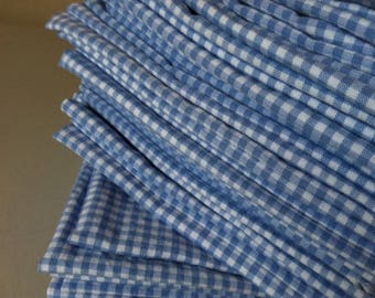Periwinkle Blue / White Gingham Cloth Napkins - Set of 4- 12 inch, by CHOW with ME