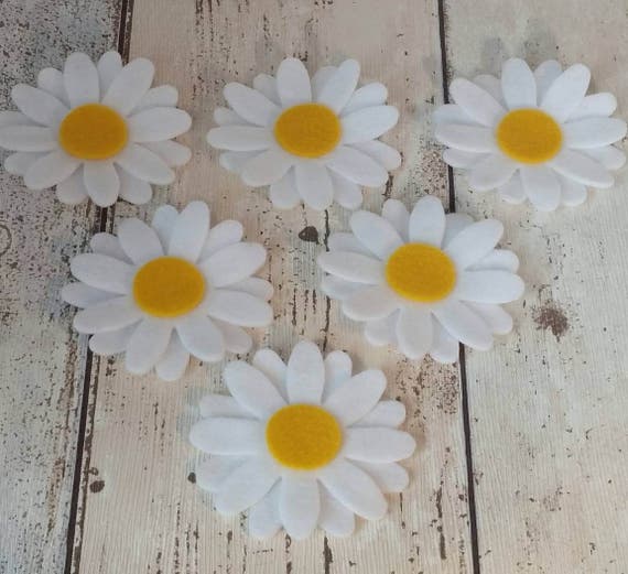 White Daisy Flowers felt die cut daisies felt