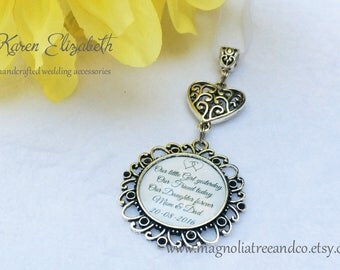 Bridal Bouquet Charm, Wedding, Memorial Charm, Pendant, Custom Photo & Text, Our Daughter, Bride Gift, Bridal Shower, Daughter Gift, (BC013)