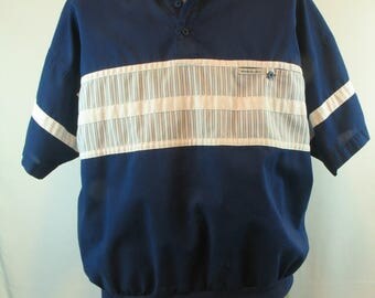 1980's Men's MEMBERS ONLY Shirt Navy Blue Short Sleeve 3 Button Front size X/L Casual - Spring - Summer Top excellent vintage condition.