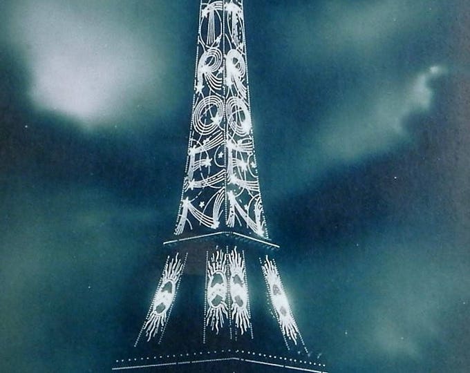 Unused Antique French Black and White Postcard, Eiffel Tower Illuminated by Citroen, Paris, French Decor, Shabby, Chic, Parisian, Brocante Unused Antique French Black and White Postcard, Eiffel Tower Illuminated by Citroen, Paris, French Decor, Shabby, Chic, Parisian, Brocante
