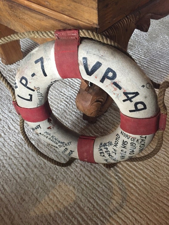 Vintage Life Preserver Red White Nautical