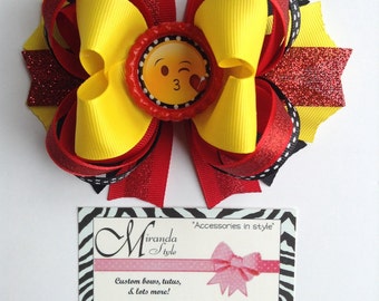 Emoji Hair Bow, Emoji Images, Emoji shirt, Emoji Party, Emoji ribbon. *Free Shipping*
