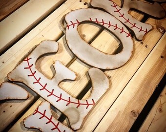 Baseball Decor-Baseball Letters-Baby Boy Nursery Decor-Wood Letters-Wall Letters for Nursery-Wall Decor-Boys Room Decor