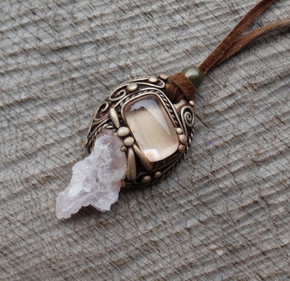 SHIPPING INCLUDED Pink Kunzite and Rose Quartz Pendant