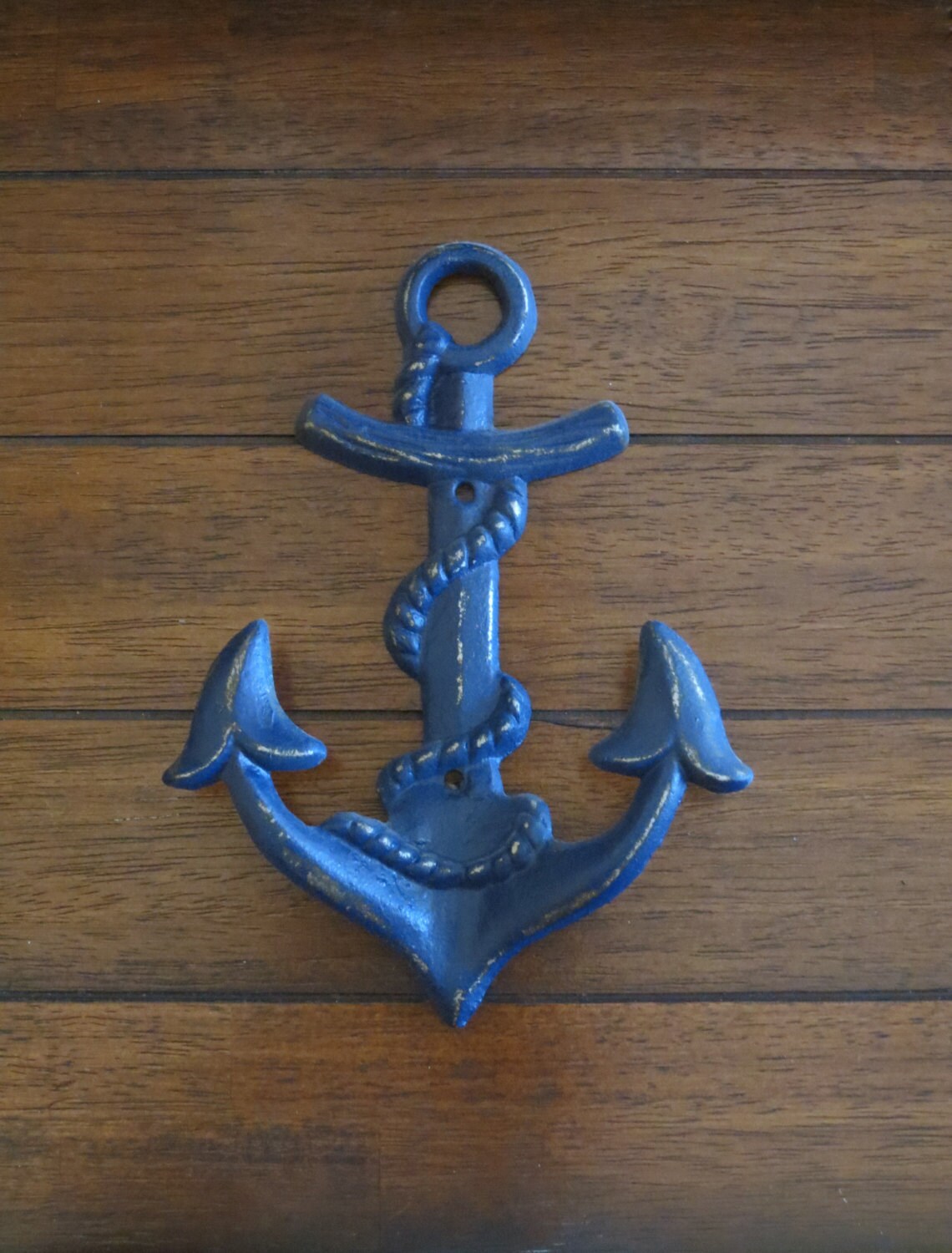 Ship Anchor Wall Hook / Navy Blue or Pick Color / Cast Iron
