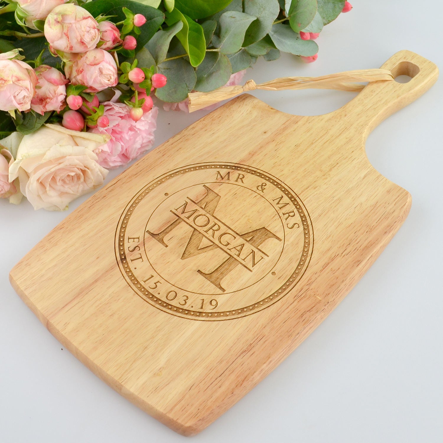 1 x Personalised Engraved Wooden Cheese Serving Board Wedding