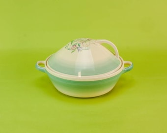 Pottery Vintage TUREEN Unique Floral Dinner Art Deco Medium Green Susie Cooper Domed Kitchen Dining English 1930s LS
