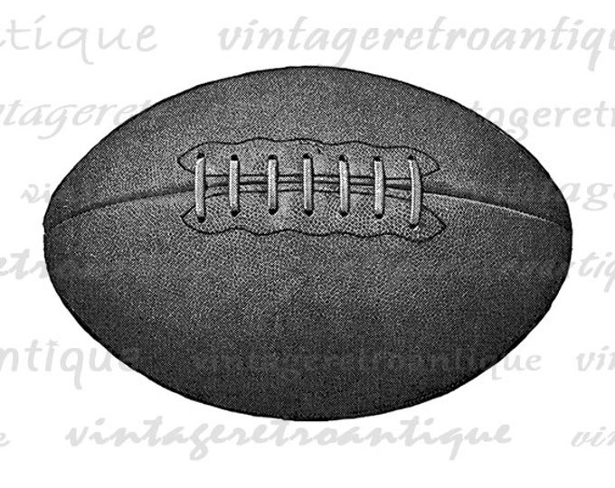 Digital Printable Football Image Vintage Football Graphic Sports Ball Download Illustration Antique Clip Art Jpg Png Eps HQ 300dpi No.4048