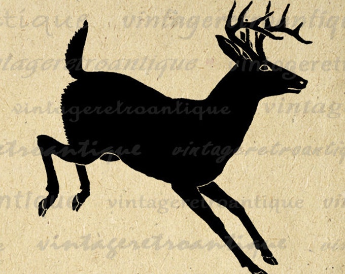 Digital Graphic Deer Silhouette Download Image Printable Artwork Vintage Clip Art Jpg Png Eps HQ 300dpi No.2084