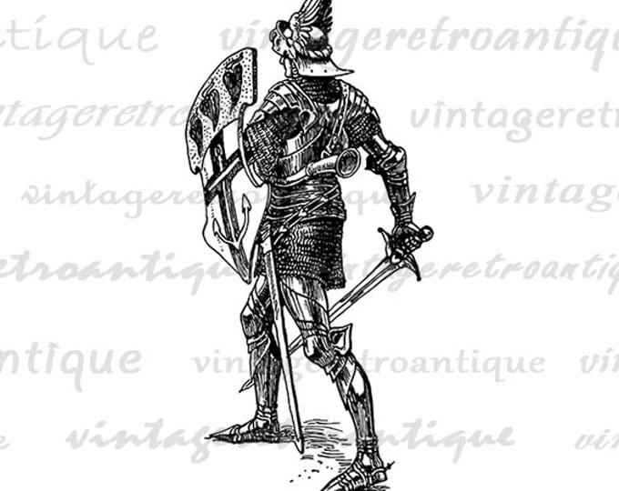 Digital Graphic Medieval Knight Printable Armor Sword Shield Download Image Jpg Png Eps HQ 300dpi No.3813