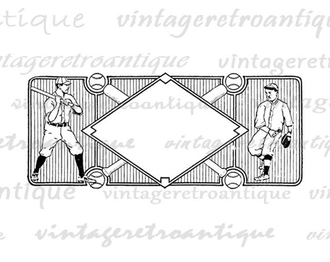 Antique Baseball Printable Graphic Digital Sports Image Download Vintage Clip Art Jpg Png Eps HQ 300dpi No.4114