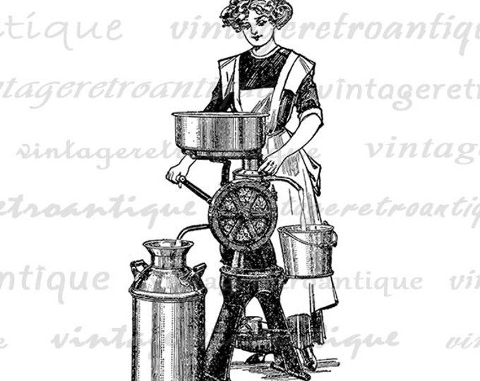 Printable Antique Farm Woman Digital Download Image Graphic Vintage Clip Art for Transfers Making Prints etc HQ 300dpi No.1368