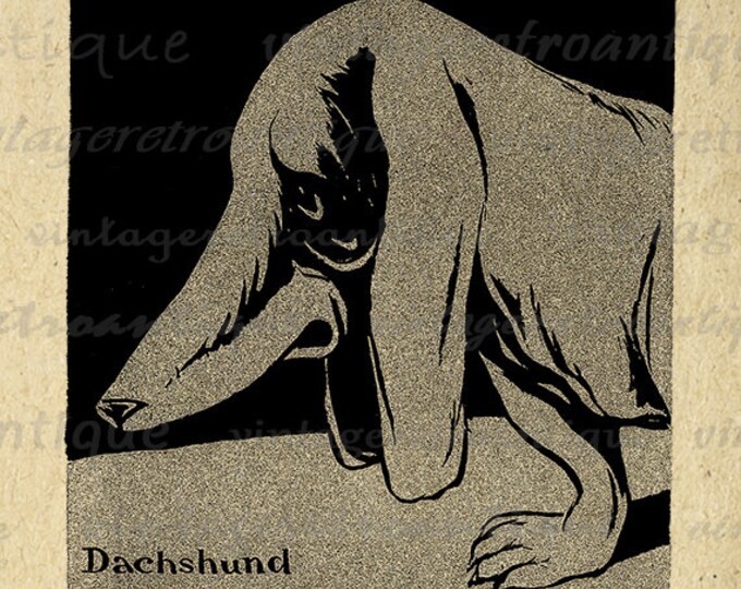 Digital Dachshund Wiener Dog Graphic Printable Image Download Artwork Antique Clip Art Jpg Png Eps HQ 300dpi No.1993