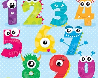 80% OFF SALE Monster numbers clipart, clipart commercial use, vector graphics, digital clip art, digital images - CL901