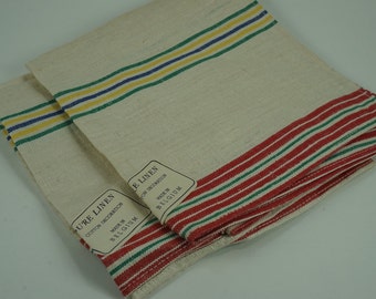 Pure Linen Kitchen Towels, Belgium Linen, Vintage Kitchen Dish Towels, Kitchen Linen, Never Used, Tags On, Mid Century, 2 Towels, Free Ship