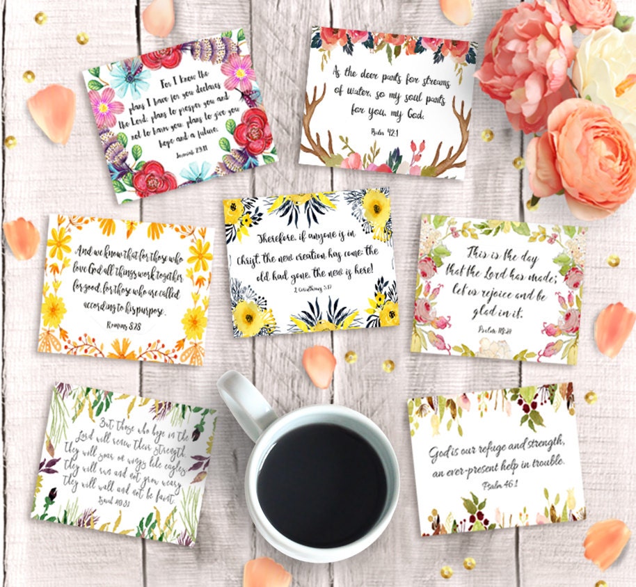 Bible Verse Cards - Printable 3"x2.5, Instant Download, 9 