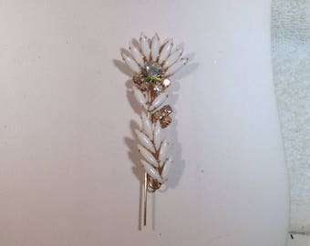 White and Ab Juliana Flower Brooch