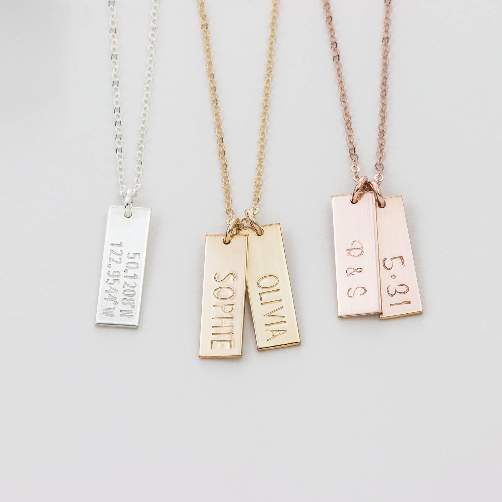 Simple Personalized Tag Necklace / Small Tags Necklace