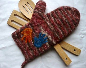 Handmade Felted Oven Mitt