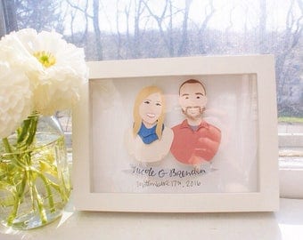Custom Family Portrait FRAMED - Personalized and Illustrated Gift for Wedding, Anniversary, or Birthday