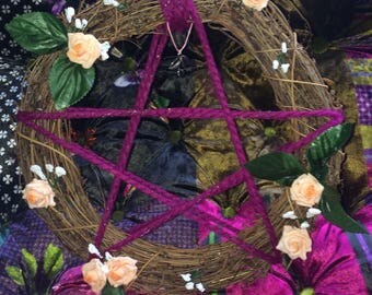 Raspberry Pentacle Wreath